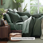 Monbix King Size Comforter Set, Deep Forest King Size Bedding Set Reversible, King Comforter Set 7 Pieces, Cationic Dyeing Bed in a Bag with Comforter, Sheets, Pillowcases & Shams