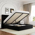 Allewie Queen Size Velvet Lift Up Storage Bed, Modern Wingback Headboard, Hydraulic Support, No Box Spring Needed, Black