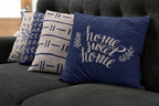 Ambesonne Modern Throw Pillow Cushion Case Pack of 4, Scandinavian Minimal Ornaments Boho Feather Leaves and Home Phrase Print, Modern Accent Double-Sided Digital Printing, 18", Pale Tan and Indigo