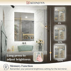 Keonjinn 24 x 40 Inch LED Bathroom Mirror with Backlit, Anti-Fog Vanity Mirror with CRI90+ HD Tempered Glass, Stepless Dimmable, High Lumen, UL Listed, Waterproof, Horizontal/Vertical