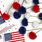 36 Pcs Artificial Chrysanthemums Flowers Patriotic Flowers Decor 4th of July Fake Silk Flowers Bouquet for Home Decor Indoor Memorial Day Table Centerpiece (Red, White, Blue)