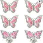 Butterfly Cabinet Knobs,6 Pieces Butterfly Knobs Single Hole Pulls Handles Decorative Door Cabinet Drawer Cupboard Furniture Door Wardrobe (Pink)