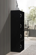 HODEDAH IMPORT 4-Shelf Bookcase Cabinet, Black