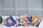 Ambesonne Exotic Throw Pillow Cushion Case Pack of 4, Tropical Themed Leaves Branches Monstera Plant Summer Vibes Pastel, Modern Accent Double-Sided Digital Printing, 16", Peach Blue Violet Mustard