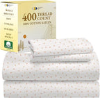 California Design Den Queen Sheet Set - 400 Thread Count Sateen, Natural 100% Cotton Sheets, Deep Pocket Cooling and Durable Bedding - Soft Floral