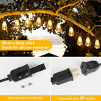 Brightever Outdoor String Lights, 25FT Patio Lights with 13 ST38 LED Edison Bulbs (1 Spare), Waterproof Connectable String Lights for Outside, Dimmable Hanging Light for Backyard Porch Decor, Black