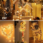2Pack Firecracker Fairy Lights Plug in, 10Ft 200 LEDs Cluster String Lights, 8 Mode Lighting Copper Wire Lights for Bedroom Wreath Fireplace Wedding Indoor Christmas Tree Decorations, Warm White