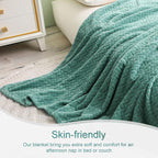 Exclusivo Mezcla Fleece Throw Blanket for Couch, 50x70 Inches Soft Cozy Jacquard Flannel Blankets, Lightweight Fuzzy Plush Warm Throws for Winter, Celadon
