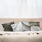 Ambesonne Marble Throw Pillow Cushion Case Pack of 4, Obsidian Like Ornaments Natural Stone Stains and Veins Golden Yellow Tone, Modern Accent Double-Sided Digital Printing, 20", Charcoal Grey Coconut