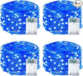 4-Pack 50 LED Christmas Fairy Lights Battery Operated with Timer, 16FT Waterproof Starry String Lights Outdoor Indoor Cuttable Fairy Lights for Bedroom Home Wedding Party Christmas Decoration (Blue)