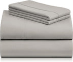 LuxClub 4 PC California King Sheet Set, Breathable Luxury Bed Sheets, Deep Pockets Wrinkle Free Cooling Sheets Machine Washable Hotel Bedding Silky Soft - Light Taupe Cal King