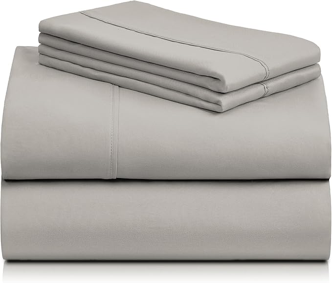 LuxClub 4 PC Queen Sheet Set, Deep Pockets Wrinkle Free Cooling Bed Sheets Hotel Bedding for Women, Men, Kids & Teens, Includes 1 Fitted Sheet, 1 Flat Sheet and 2 Pillowcases - Silky Soft Light Taupe
