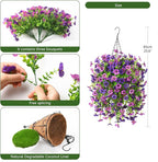 Artificial Fake Hanging Plants Flowers Baskets for Outdoor Outside Spring Decor,Faux Silk Daisy UV Resistant Look Real Summer Decorations for Home Porch Patio Yard Garden(Mix Purple