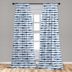 Ambesonne Harbour Stripe Window Curtains, Watercolor Style Paintbrush Stripes Sea Marine Life Lines Image, Lightweight Decor 2-Panel Set with Rod Pocket, Pair of - 28" x 84", Blue Night
