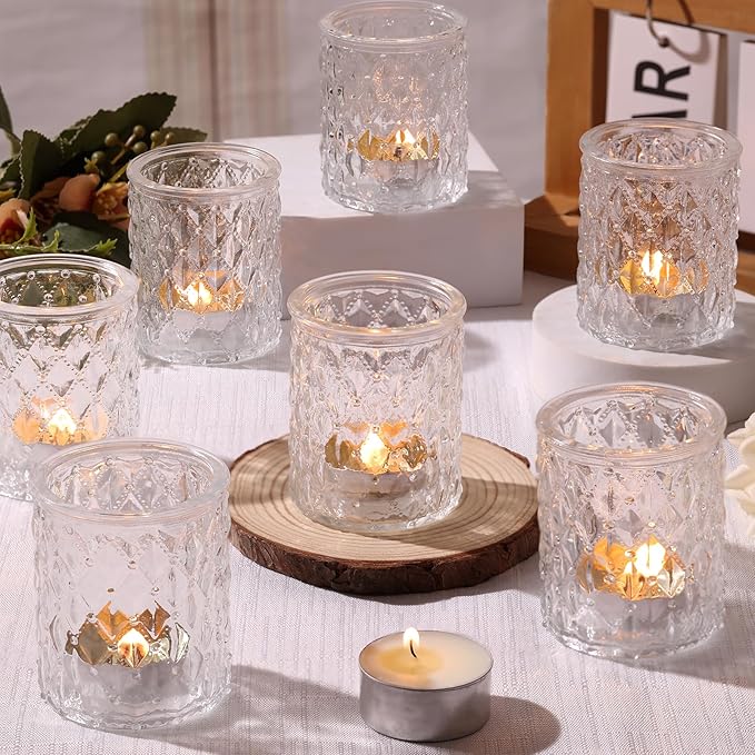 36pcs Clear Votive Candle Holders, Glass Candle Holders for Wedding Table Decorations, Tea Light Candle Holder, Candle Votives for Baby Shower Christmas Party Table Decor, Home Decor