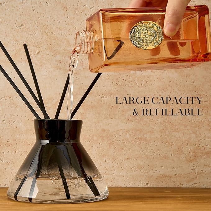 M&SENSE 6.3 oz Large Reed Diffuser Set | Lavender Eucalyptus Scent Oil Diffuser with Sticks | Hotel Collection Non-Toxic Essential Oil |for Bedroom Bathroom Living Room