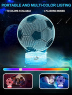 Nice Dream Soccer Night Light for Kids, 3D Illusion Night Lamp, 16 Colors Changing with Remote Control, Kids Room Decor, Toys Gifts for Children Boys Girls