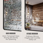 60x30 Black Framed Bathroom Mirror for Wall, Black Metal Bathroom Vanity Mirror, Modern Rectangle Mirror, Rounded Corner, Shatterproof, Anti-Rust (Horizontal/Vertical)
