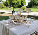 3 Arms Crystal Candle Holders, Arch Candlestick Table Candelabras Centerpieces for Wedding, Dinning Room, Cabinet Ornaments, Home Decoration, Gift (3-arm Arched Set, Gold)