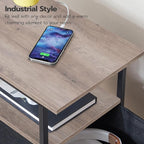 HOOBRO End Table with Charging Station, Narrow Side Table, Nightstand with 2 Non-Woven Drawers, Slim Sofa Side Table, for Small Spaces, Living Room, Bedroom, Greige and Black BG486UBZ01
