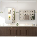 20x28 Inch Black Metal Framed Bathroom Mirror, Black Rectangular Mirror, Matte Black Mirror, Square Corner, Anti-Rust (Horizontal/Vertical)