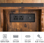 HOOBRO End Table with Charging Station, Narrow Side Table, Flip Top Nightstand with USB Ports and Outlets, Bedside Tables with Shelf for Small Spaces, Living Room, Rustic Brown BF341BZ01