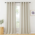 RYB HOME Extra Long Curtains - Solid Linen Curtains Breezy Hazy Vision Window Decor for Bedroom Canopy Bed Bathroom High Ceiling Sliding Glass Door Sheer Backdrop, 52 x 95, 1 Pair, Angora