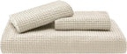 Bedsure Cotton Duvet Cover Set - 100% Cotton Waffle Weave Beige Duvet Cover California King, GentleSoft™ and Breathable Cal King Bedding Set for All Season, 3 Pieces, 104"x98"