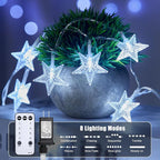 Star String Lights Plug in - 33 ft 100 LED Star Fairy String Lights with Remote and Timer, 8 Modes Waterproof for Bedroom Tent Loft Bed Window Backyard Patio Porch Balcony Staircase Party, White