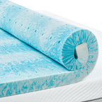 PERLECARE 4 Inch Full Memory Foam Mattress Topper, Cooling Gel Infused Mattress Pad, Ventilated Bed Topper for Pressure Relief, CertiPUR-US Certified, Blue