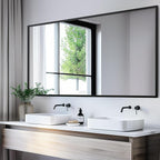 Antok Bathroom Mirror,60"x30" Wall Mirror, Decorative Mirrors Vanity Mirror Aluminum Alloy Frame Contemporary Hanging Mirror for Living Room Bathroom Entryway,Black,Rect Corner
