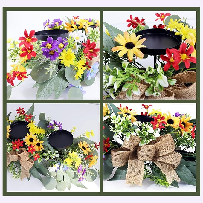 Artificial Wild Flower Candle Holder (Blue)