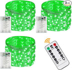 3 Pack Fairy Lights Battery Operated with Remote Control Timer, 26 FT 80 LED String Lights Outdoor Indoor, 8 Mode Twinkle Lights for Party Wedding Birthday Bedroom St Patricks Day Decorations(Green)