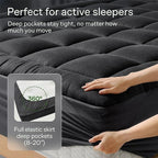 Ultra Soft Queen Size Mattress Topper - Viscose Made from Bamboo Pillow Top Mattress Pad for Back Pain Relief - Naturally Cooling for Hot Sleepers, Black