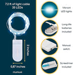 MUMUXI Battery Operated 16 Pack of Copper Wire LED Fairy Lights, 10ft Cool White, Easy to Shape, Waterproof, Indoor/Outdoor Use