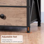 AMHANCIBLE Night Stand Set 2, LED Nightstand with Charging Station, End Side Tables with USB Port & Outlet, Bedside Table with 3 Fabric Drawers for Bedroom Living Room, Greige, HET053LGY