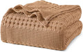 PHF 100% Cotton Waffle Weave Blanket Queen Size for Bed, Soft Lightweight & Breathable, All-Season Comfort, Luxury Aesthetic Woven Bedding for Home Decor, 90"x90", Clay
