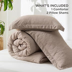 Bedsure Full Comforter Set - Khaki Soft Bedding for All Seasons, Cationic Dyed Bed Set, 3 Pieces, 1 Full Size Comforter (82"x86") and 2 Pillow Shams (20"x26"+2")