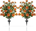 36" Artificial Camellia Tree, 2 Pack Soil Insertion w/Spike,30 Blooming Flowers Plants,Faux Floral Plant Blooming Tree in Cement Pot, Greenery Potted Plant for Indoor Outdoor Office Home Porch Decor