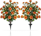 36" Artificial Camellia Tree, 2 Pack Soil Insertion w/Spike,30 Blooming Flowers Plants,Faux Floral Plant Blooming Tree in Cement Pot, Greenery Potted Plant for Indoor Outdoor Office Home Porch Decor