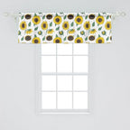 Ambesonne Sunflower Window Valance Pack of 2, Agricultural Pattern Botanical Inspiration Hand-Drawn Flowers, Rod Pocket Curtain Valances for Kitchen Bedroom, 54" X 18", Reseda Green Dark Brown