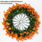 Artificial Faux Flowers for Outdoor 16 Bundles Boxwood Fake Morning Glory for Planter,UV Resistant Fake Flowers for Home Porch Patio Outside（Orange）