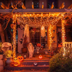 JMEXSUSS Orange Battery Operated Halloween Lights, 33ft 100 LED Battery Christmas String Lights, Orange Twinkle Mini Lights with Remote Indoor Outdoor Waterproof for Fall Halloween Decorations