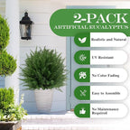 24'' Upgraded Artificial Cedar Topiary Ball Trees with Ground Spike, UV Resistant Fake Bushes, Set of 2 Faux Cypress Fake Plants Faux Shrubs for Outdoor Indoor Front Porch Garden Decor
