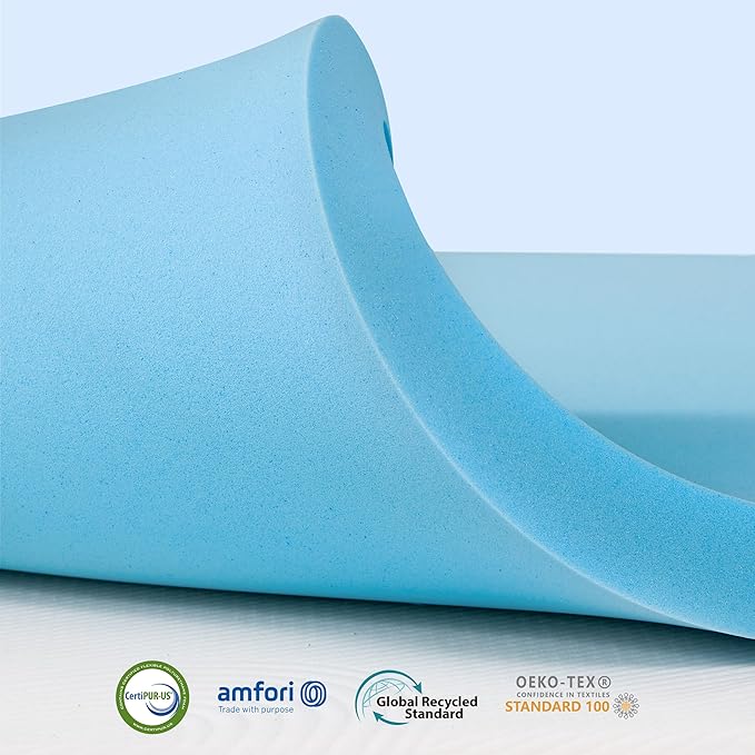 Subrtex Mattress Topper, Memory Foam Mattress Topper, Gel-Infused Memory Foam Topper for Side Stomach Sleepers, Breathable Bed Toppers for Sofa Bed (3 Inch, Twin)