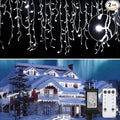 Brightown Icicle Lights Outdoor: 2 Packs, 132Ft with 276 Drops, 1472 LED Icicle Lights with Timer for House Eaves and Wedding, Pure White