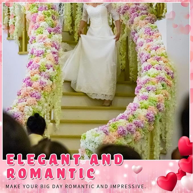 48 PCS Artificial Wisteria Hanging Flowers 6.56 Ft/pcs Fake Wisteria Vine Kit Hanging Flower for House Outdoor Garden Ceremony Outside Wedding Arch Floral Decor (White)