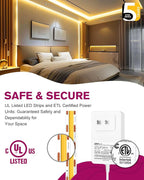 EMITEVER COB LED Strip Lights Kit Warm White with Remote & 24V Power Supply,16.4ft Dimmable Tape Light 3000K, High Density 2400LEDs, 305+LM/FT, CRI90+, Suitable for Bedroom Kitchen Cabinet Lighting