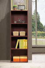 HODEDAH IMPORT 4-Shelf Bookcase Cabinet, Mahogany