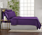 Twin Sheets by Pure Bamboo, Genuine 100% Organic Viscose Derived from Bamboo Bed Sheet Set, Luxuriously Soft & Cooling, Double Stitching, Lifetime Quality Promise (Twin, Purple)